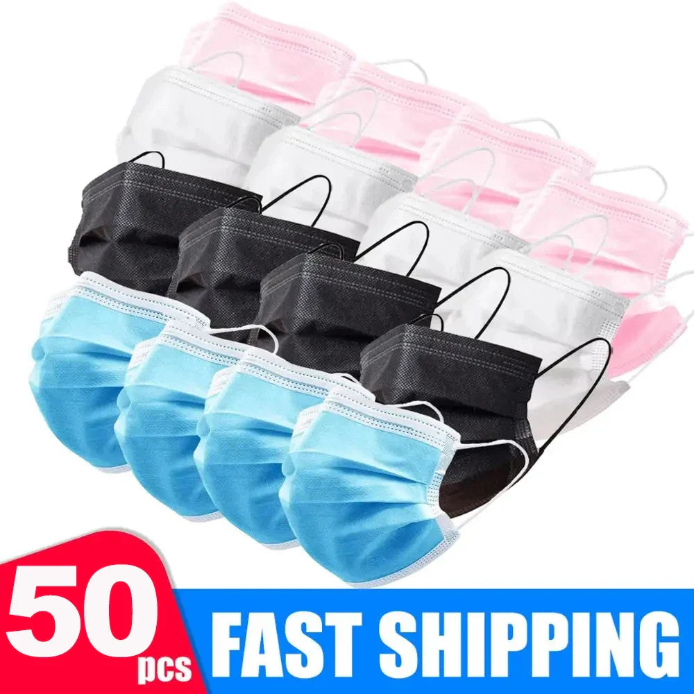Black Disposable 3-Layer Face Masks – Melt-Blown Earloop