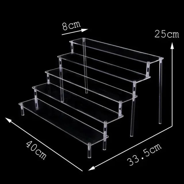1–5 Tier Acrylic Display Stand | Riser Shelf Rack – Clear & Black