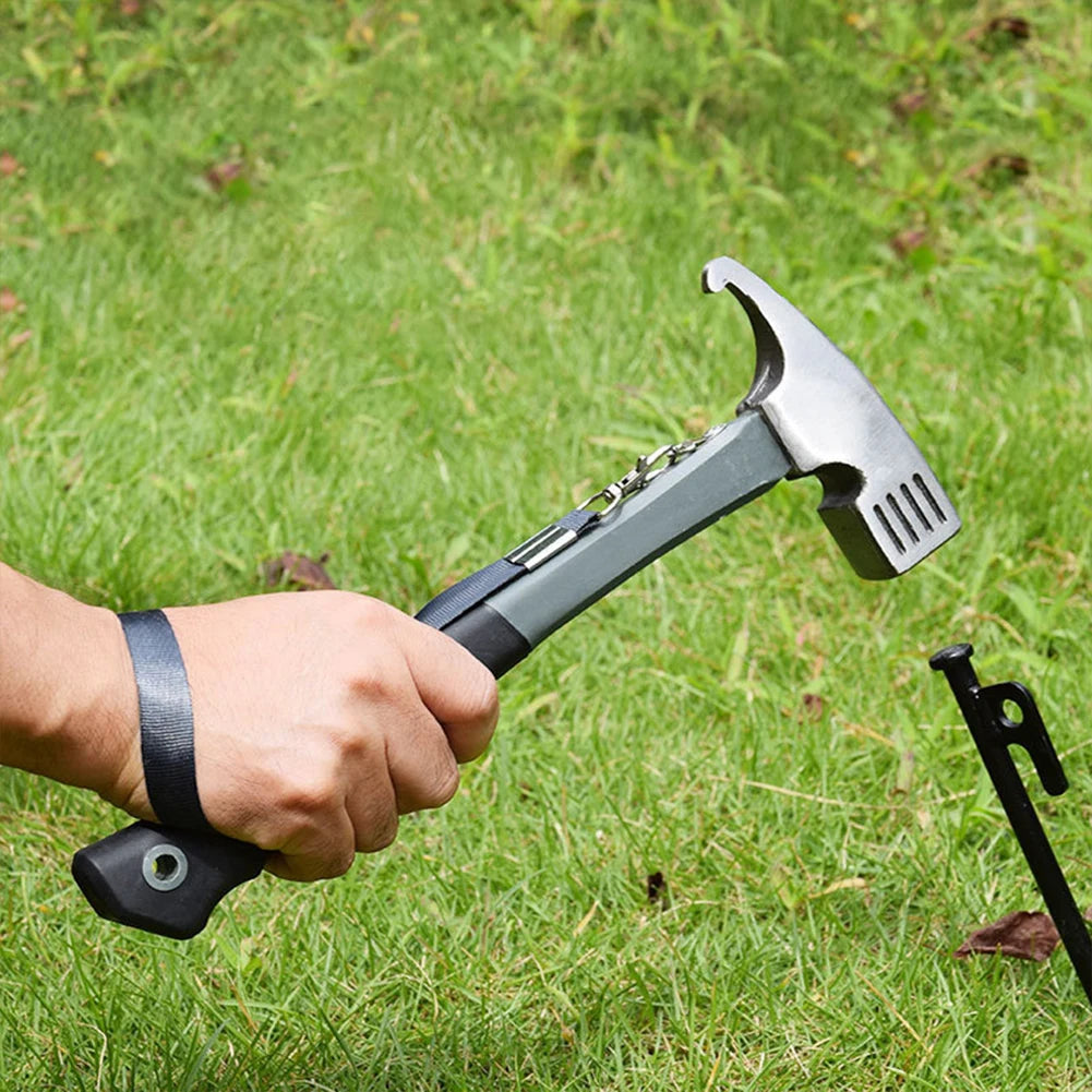 8-Piece Heavy Duty Forged Steel Tent Stakes with Hammer & Bag