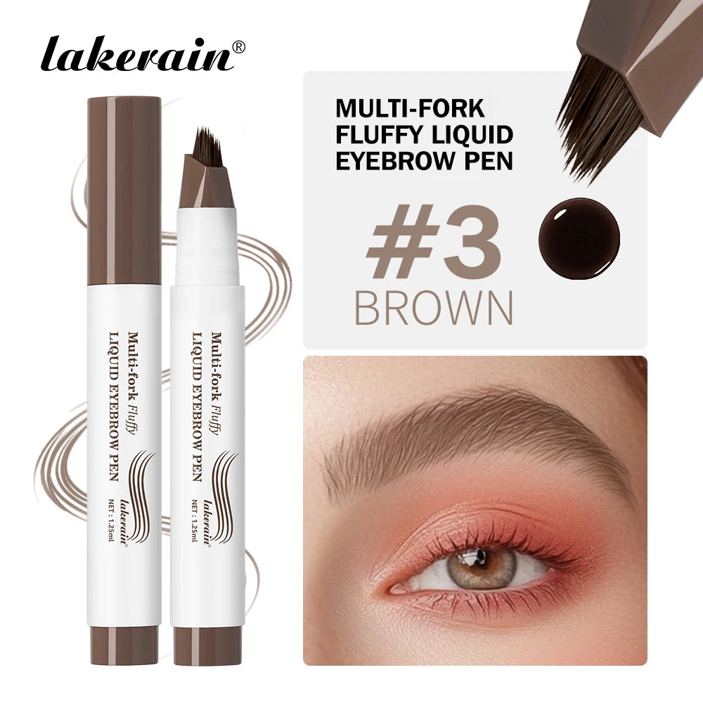Multi-Fork Fluffy Liquid Eyebrow Pen waterproof Long Lasting Brow Natural Smooth Simulated Fine Flu Brow Pencil Eye Makeup Peaceful Pleasures Health and Wellness Brown