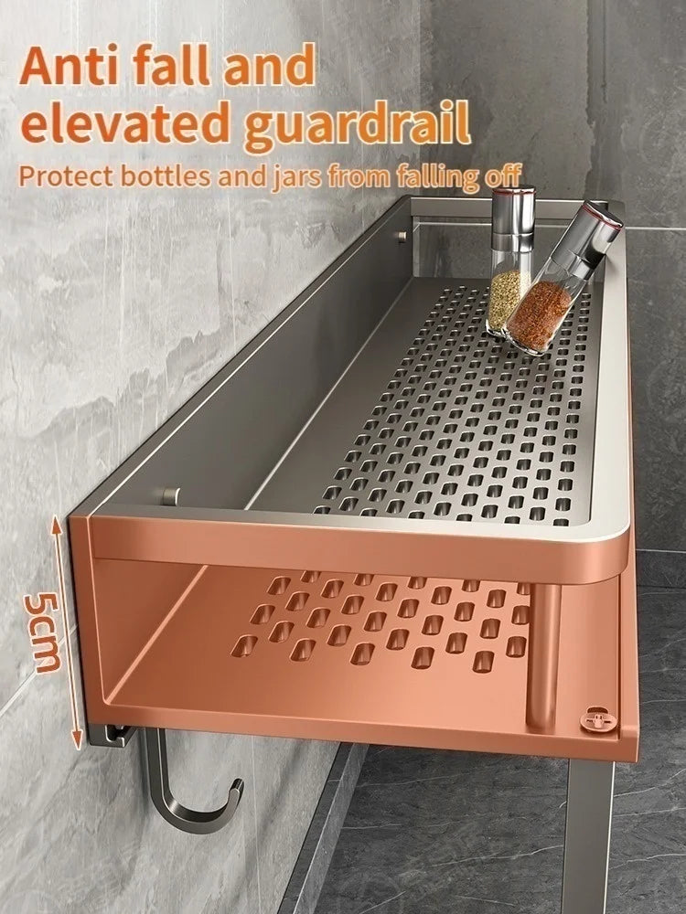 Aluminum Wall-Mounted Shelf | Spice & Bathroom Organizer Rack