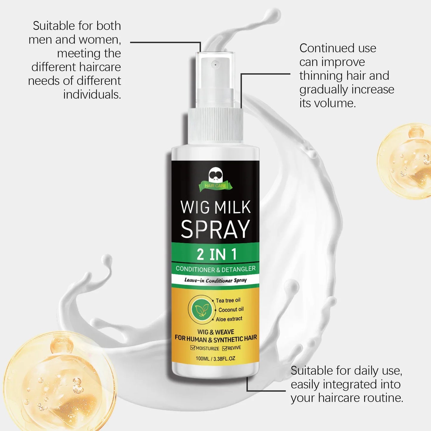 2-in-1 Wig Milk Spray – Anti-Frizz Leave-In Conditioner 100ml