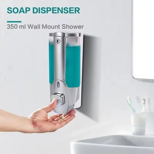 350ml Drill-Free Wall Mounted Liquid Soap Shampoo Dispenser Bathroom Shower Hotel Washroom Essentials Peaceful Pleasures Health and Wellness