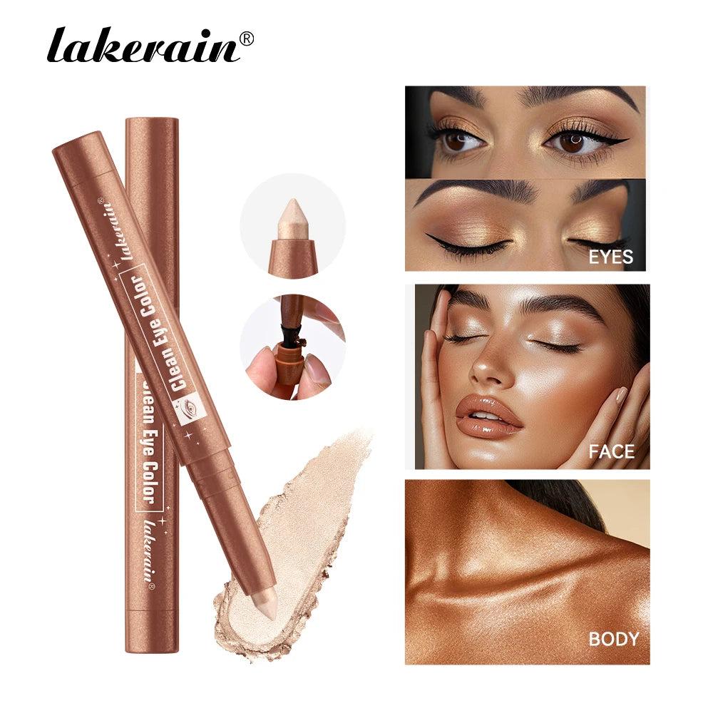 12Colors Metallic Eyeshadow Pencil Glitter Silkworm Liner Pen Highlighter Long Lasting Gold Blue Cream Eye Shadow Stick Makeup Peaceful Pleasures Health and Wellness