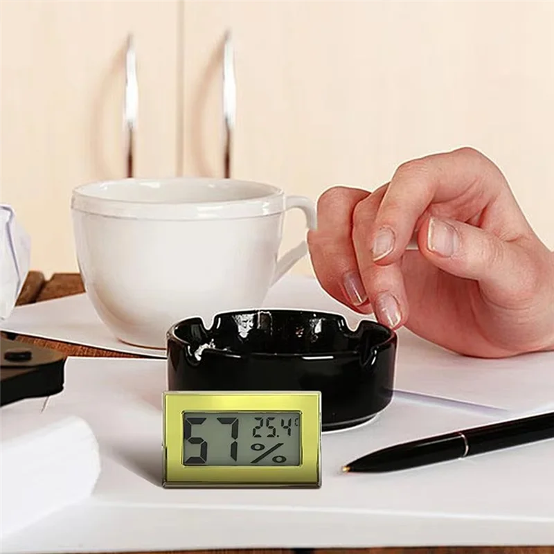 Y51A-Humidor Hygrometer Metal Accurate Humidity Sensor Temp And Humidity Gauge Digital Temperature Gauge Portable Peaceful Pleasures Health and Wellness As Shown