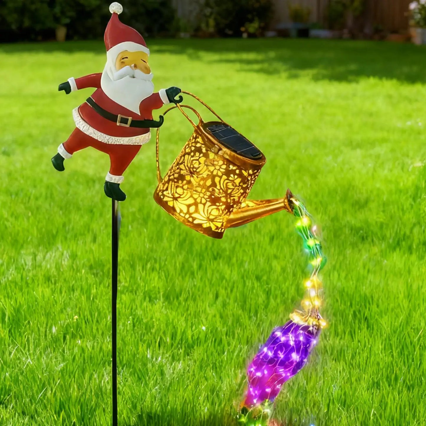 Solar Santa Watering Can Garden Light | Vintage LED Lantern