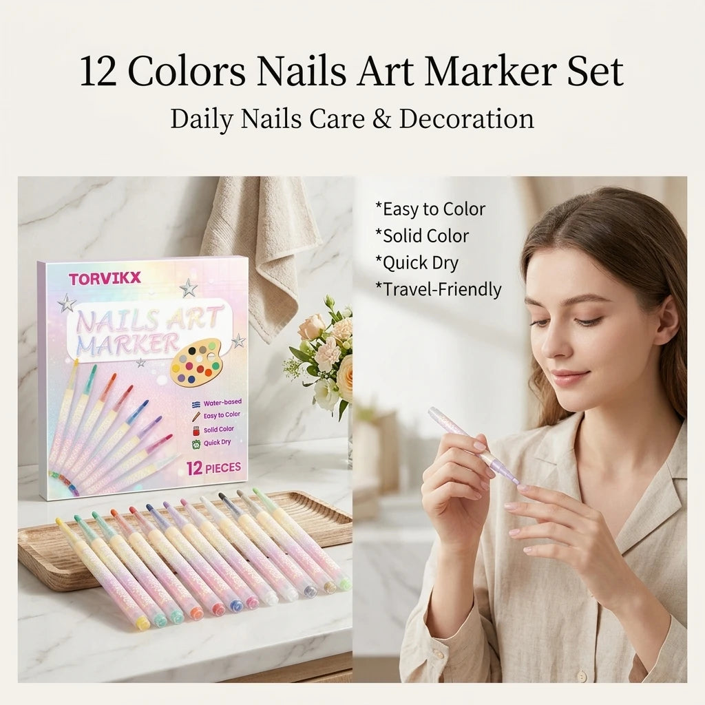 Water‑based Nail Art Markers Set Strengthen Nail Reduce Fading Extend Life Waterproof Nail Drawing Pens Nail Art & Decorations Peaceful Pleasures Health and Wellness
