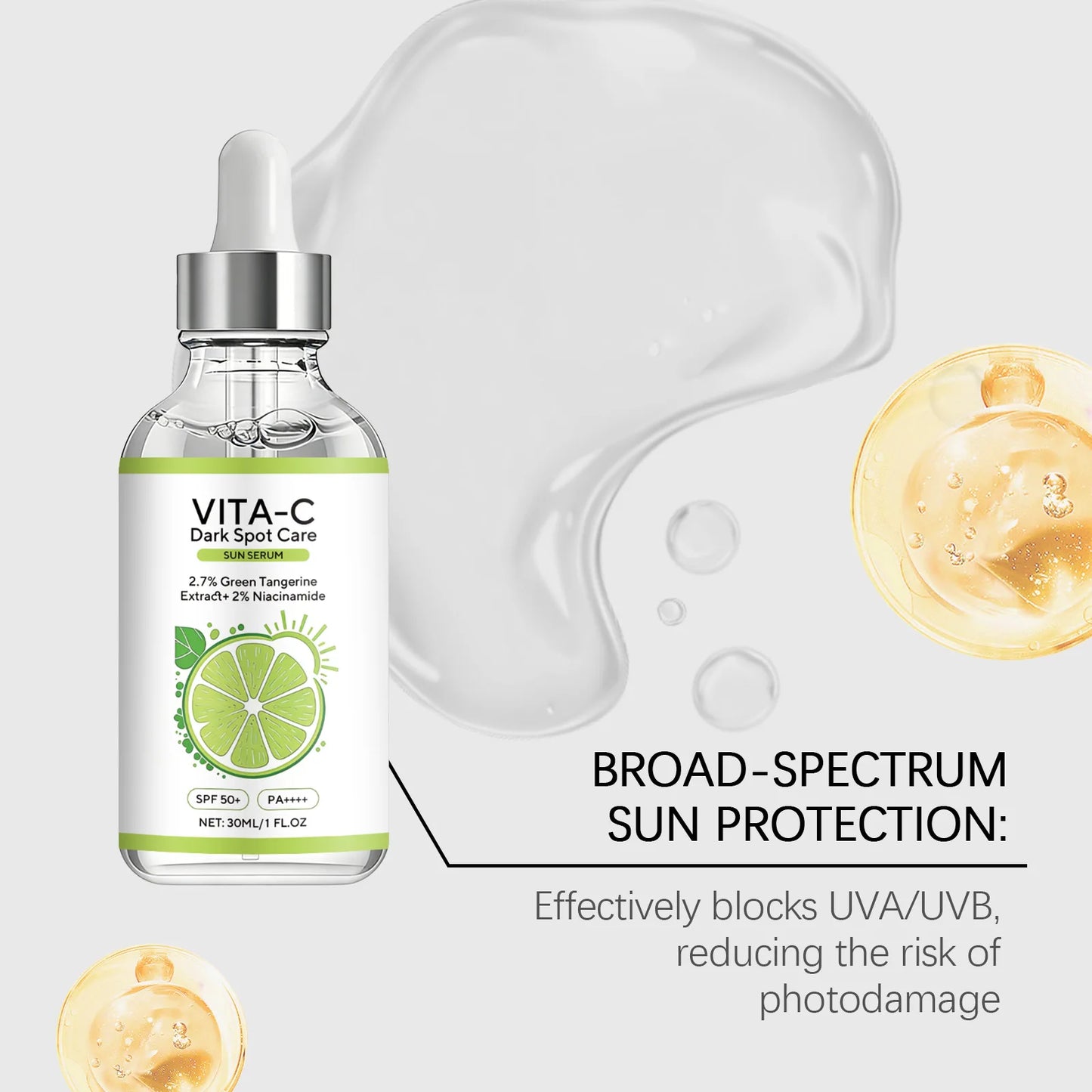 Vitamin C Sunscreen Essence Anti Sunburn Protection Brighten Skin Tone Fade Spots Improve Dullness Nourish Skin Brighten Serum Peaceful Pleasures Health and Wellness