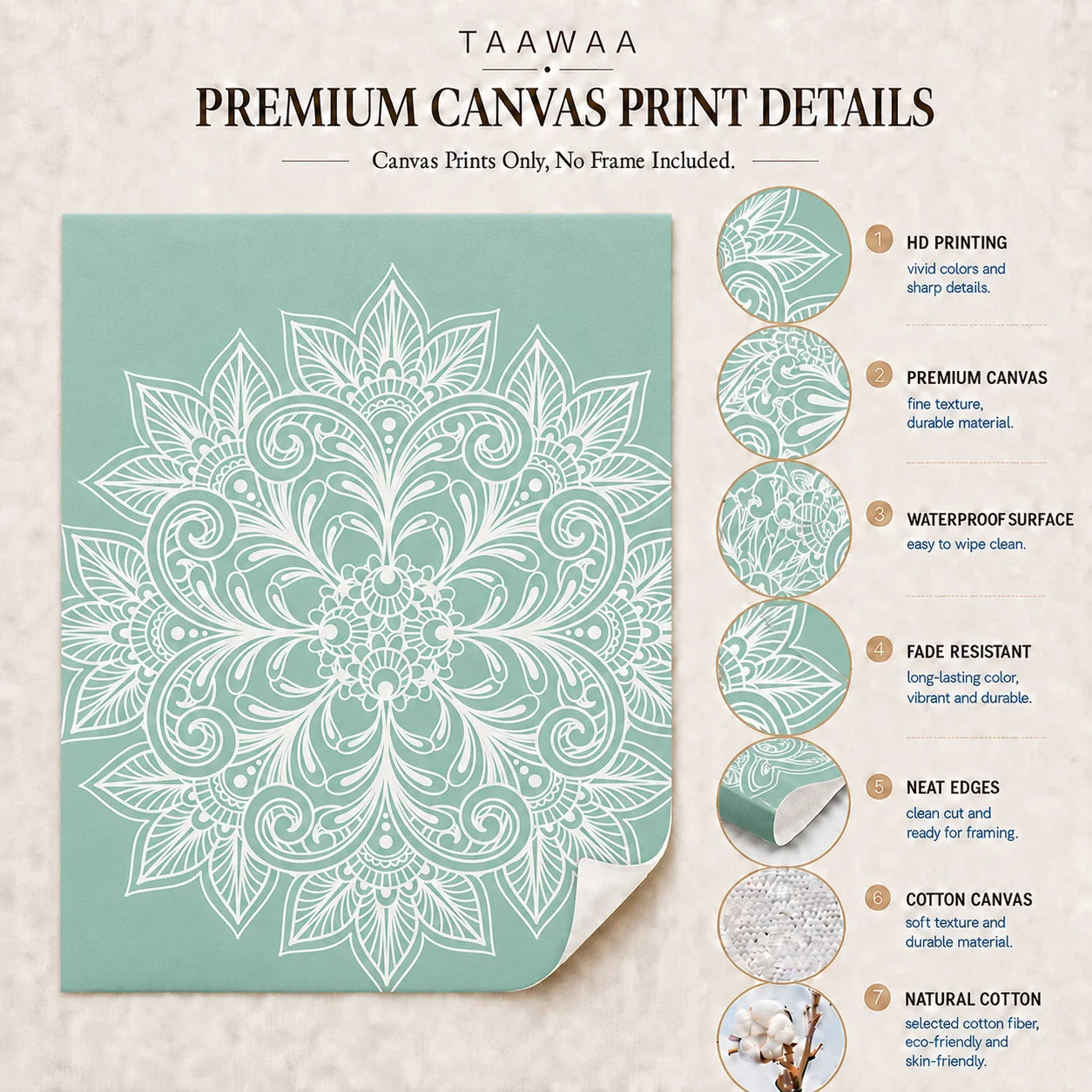Boho Abstract Mandala Canvas Wall Art | Nordic Minimalist Print Canvas Wall Art Peaceful Pleasures Health and Wellness