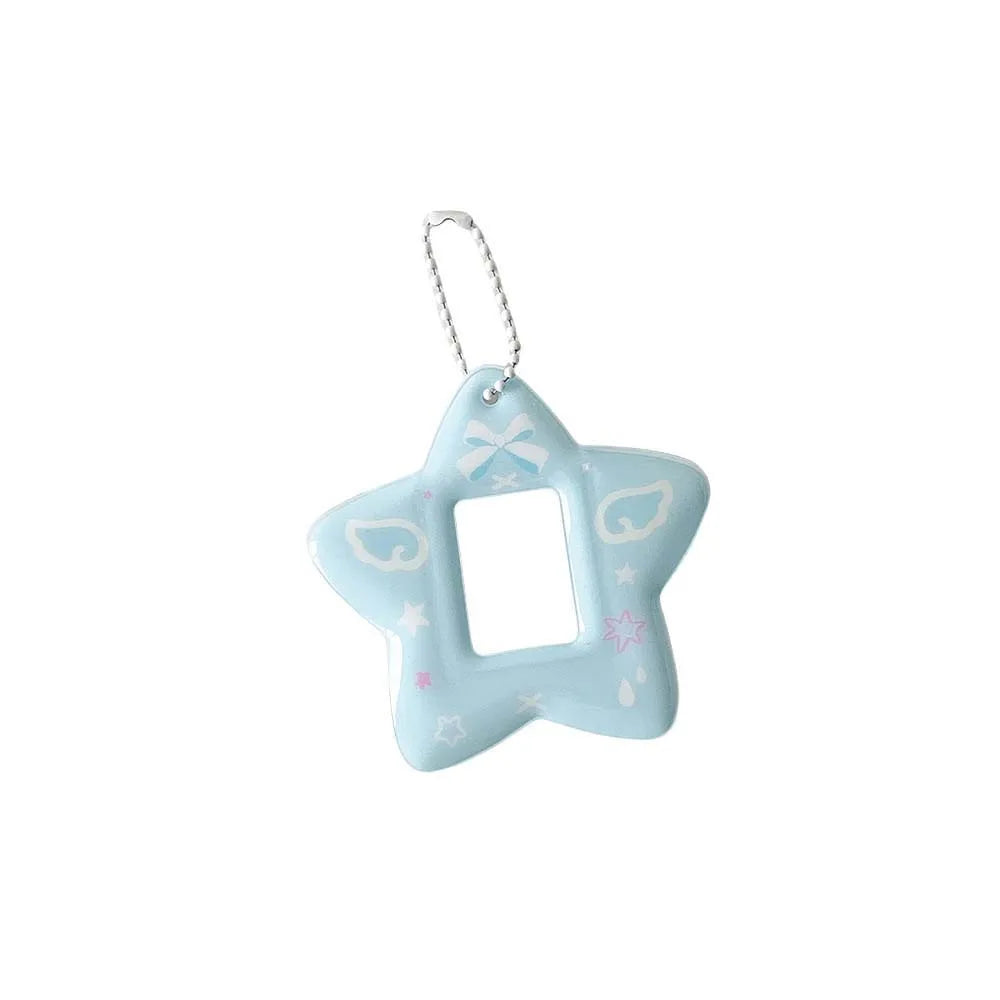 With Keychain Mini Photocard Holder Star Pendant PVC Card Cover ID Photo Photocard Frame Idol Photo Card Korean Ins Style Peaceful Pleasures Health and Wellness Blue