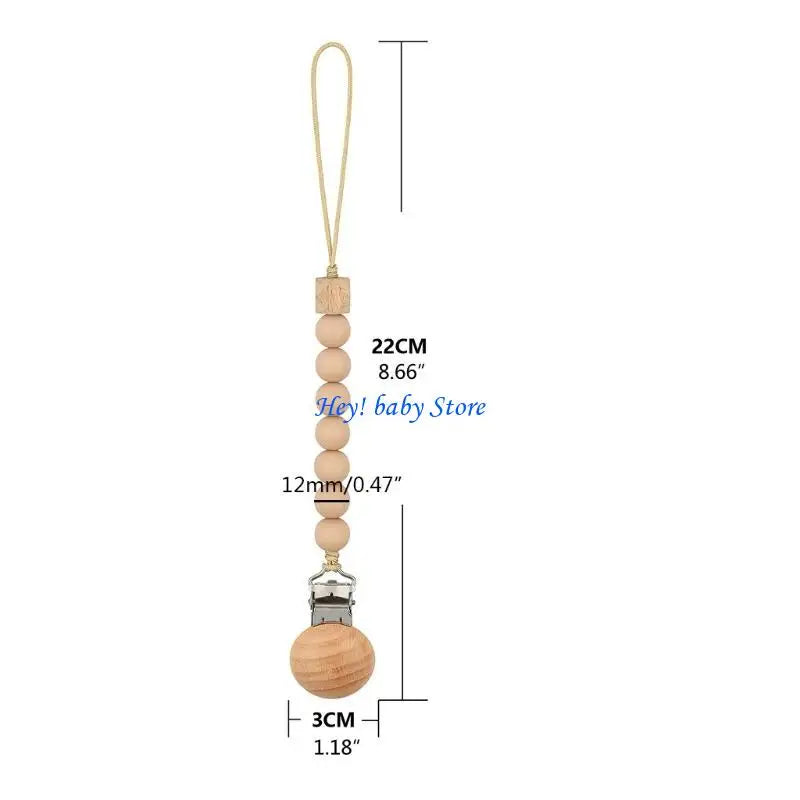 Baby Pacifier Clip Chain | Silicone Beads & Wooden Teether