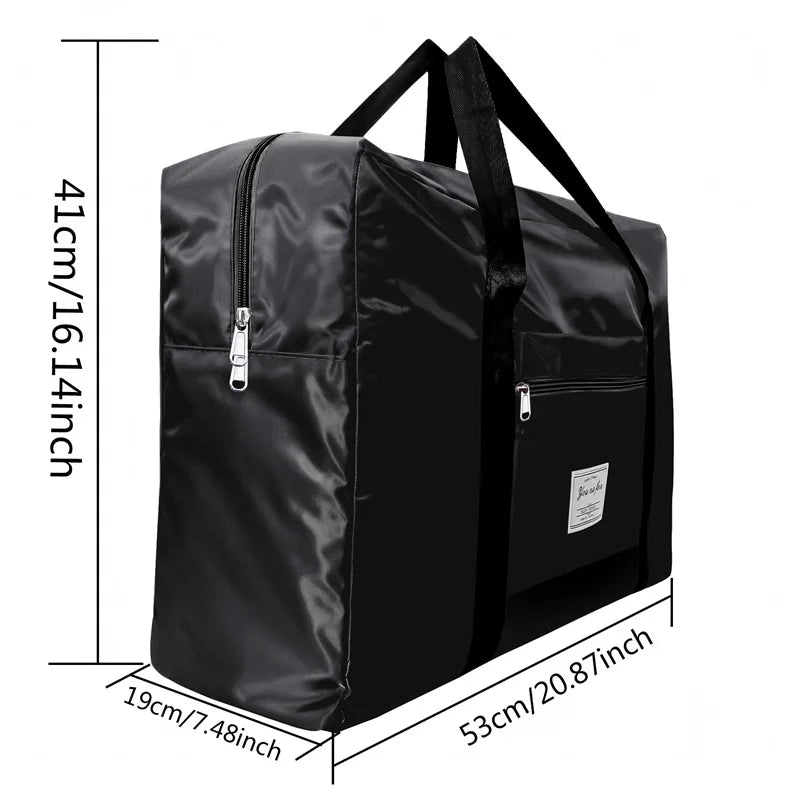 S-XL Multifunctional Folding Travel Bags Waterproof Single Shoulder Hand Luggage Bag Large Capacity Portable Luggage Storage Peaceful Pleasures Health and Wellness Black L