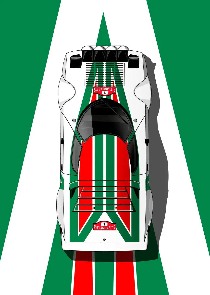 Cartoon Racing Car Canvas Wall Art | Boys Motorsport Poster