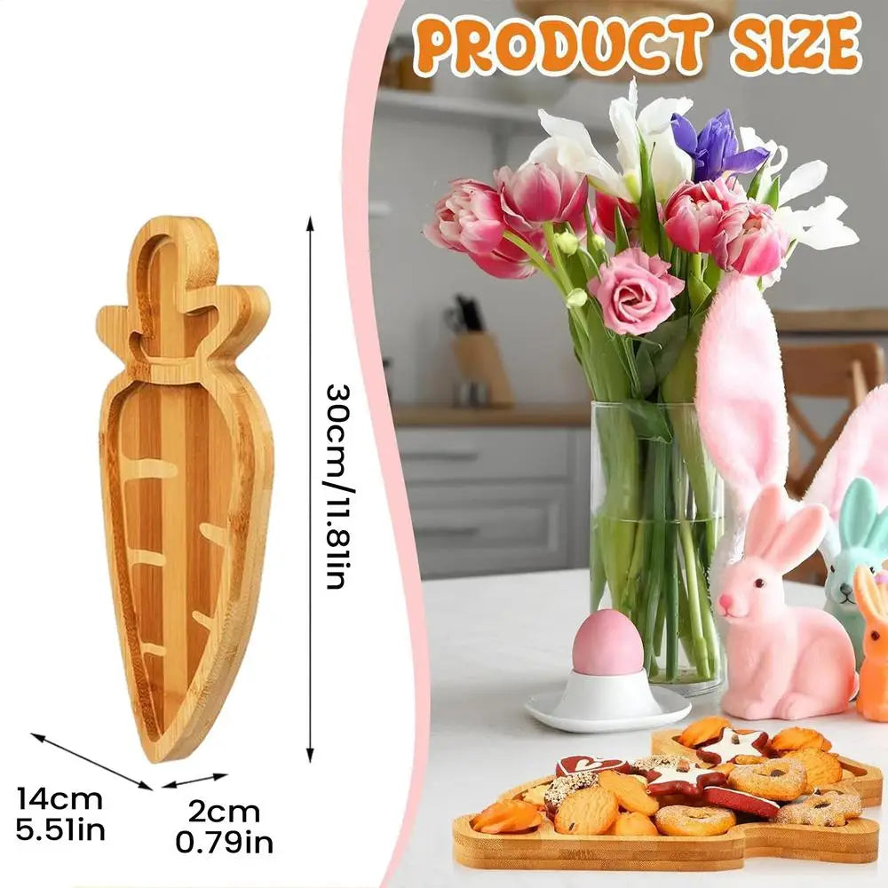 Wooden Carrot Bunny Serving Platter Party Tray Funny Charcuterie Board Easter Platter for Food Dessert Cookie Cake Fruit Snack Peaceful Pleasures Health and Wellness B China Mainland