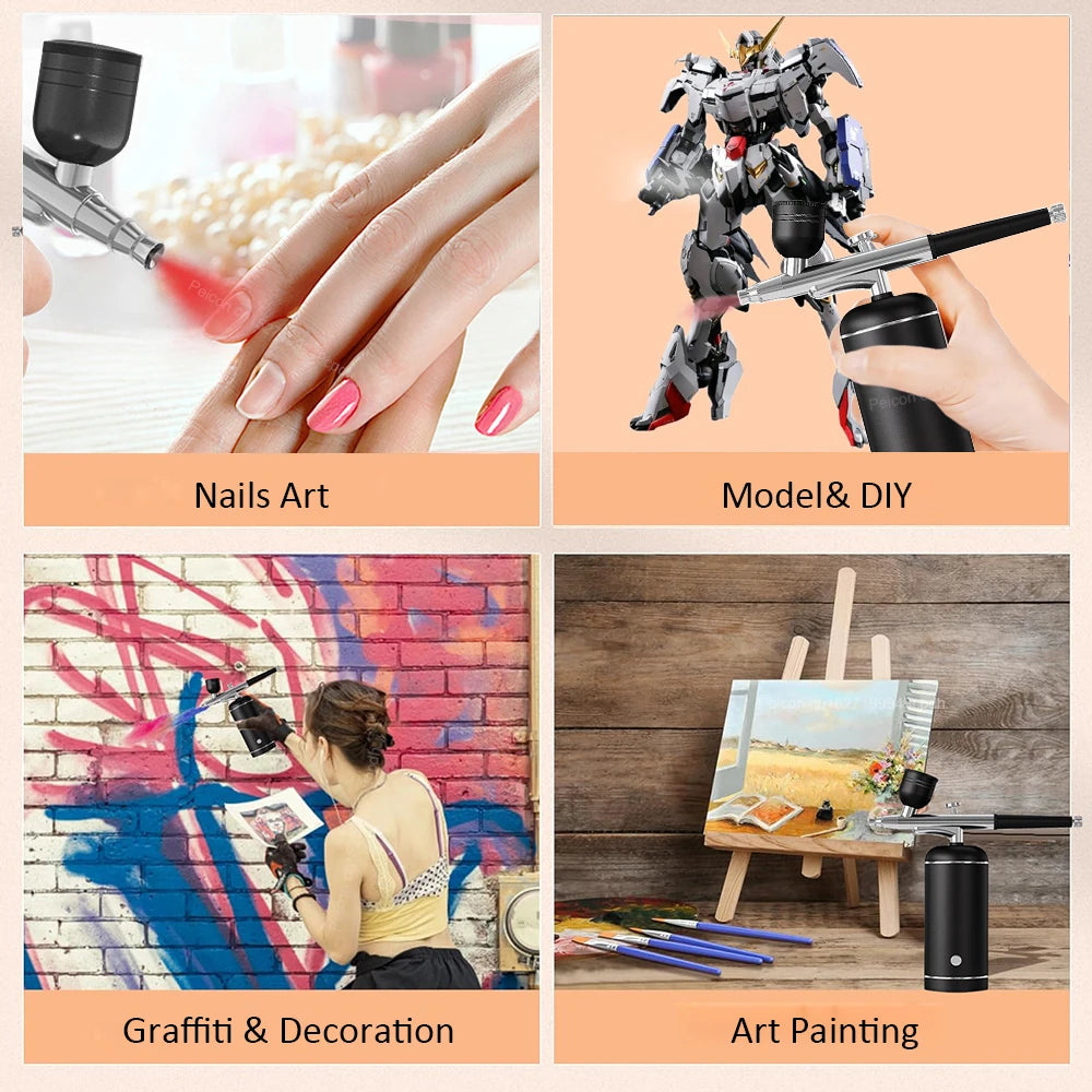Airbrush with Compressor Mini Spray Gun for Painting Modeling Crafts Wireless Paint Spray Airbrush Painting Kit with Compressor Peaceful Pleasures Health and Wellness