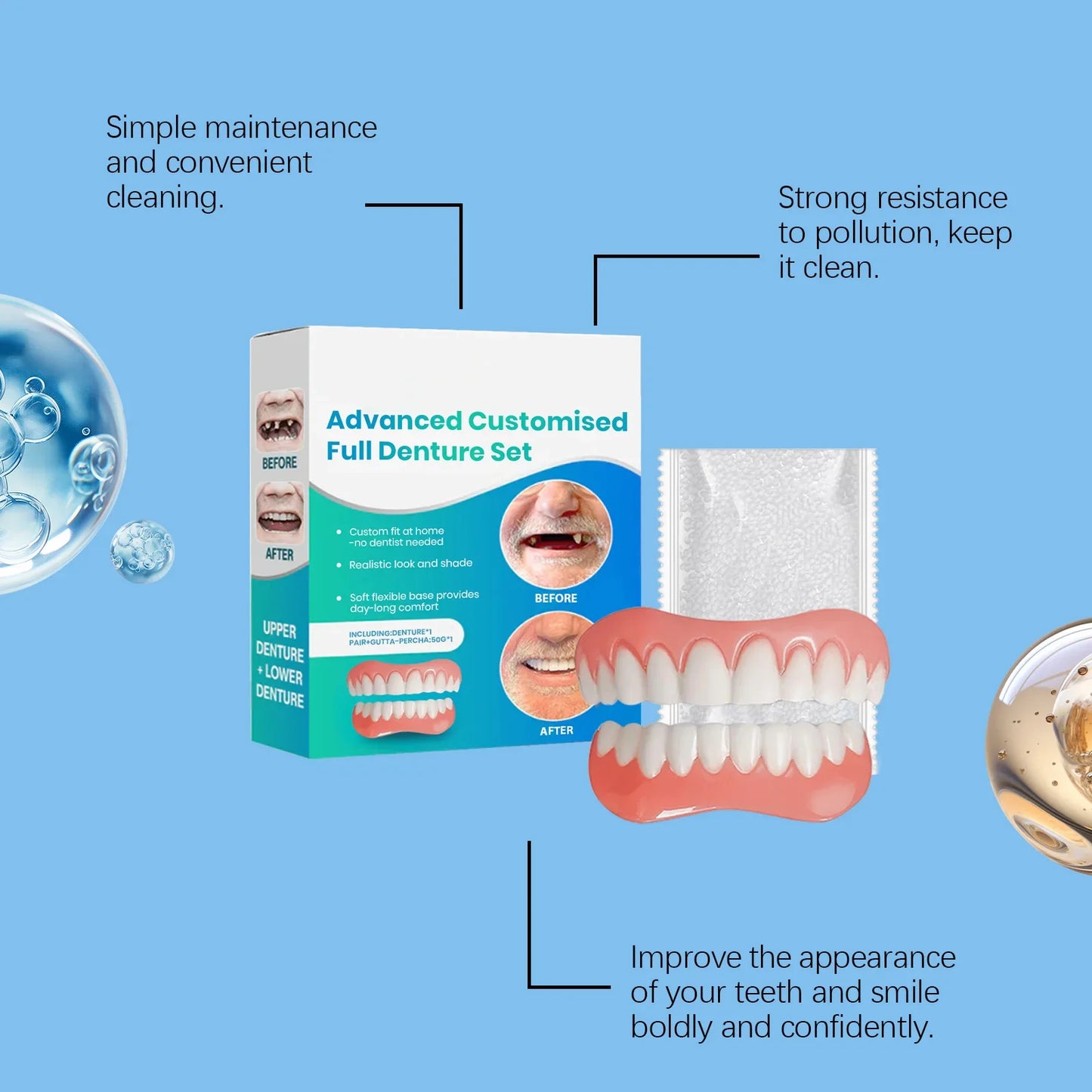 Adjustable Cosmetic Teeth Veneer Set – Smile Cover Kit