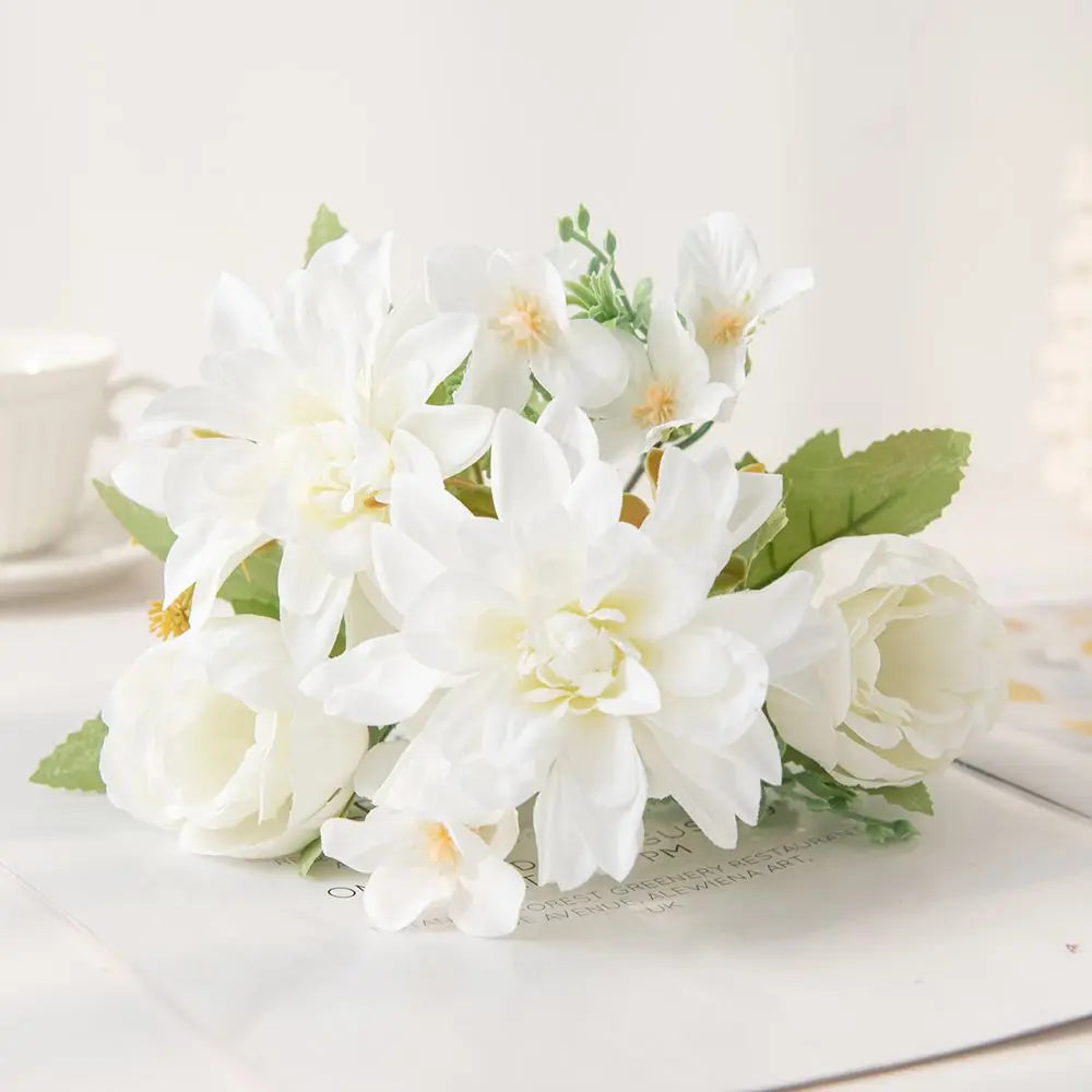 Artificial Silk Peony Dahlia Bouquet | Wedding & Home Decor