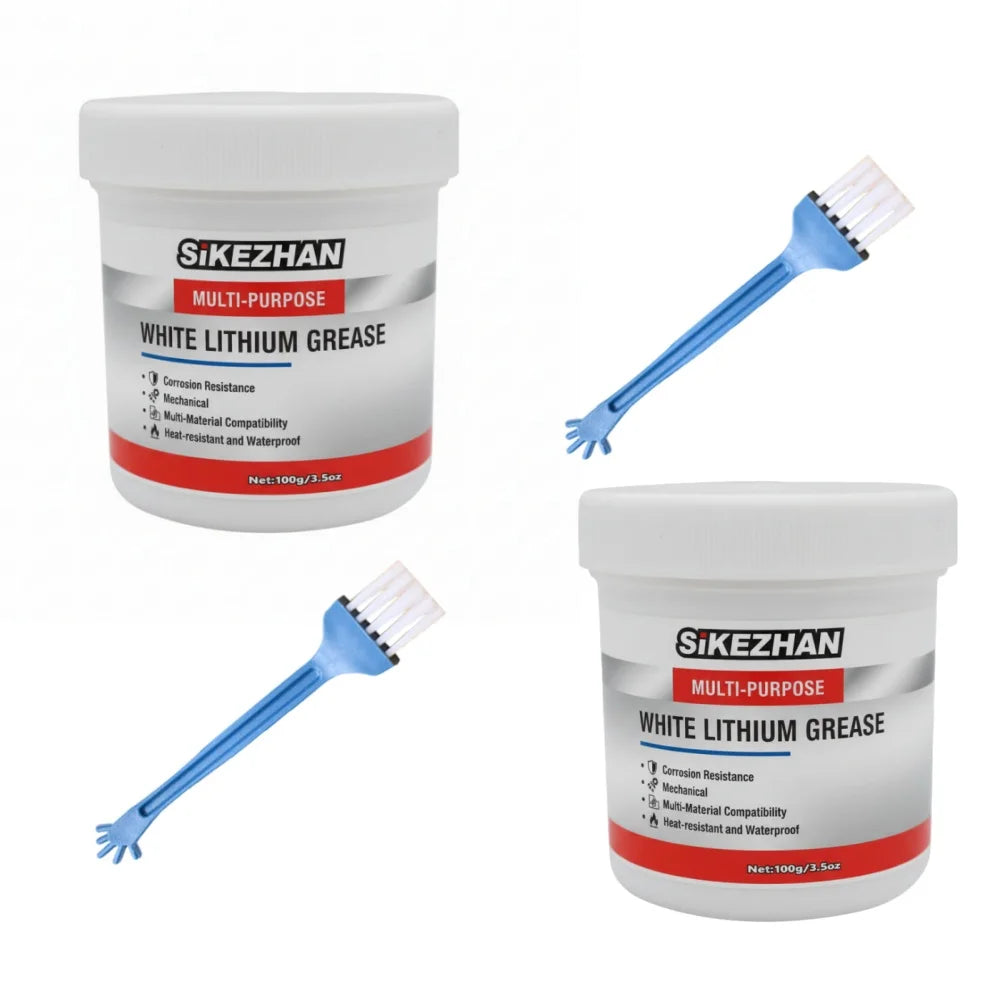 White Lithium Grease 3.5oz with Brush, Multi-Purpose Lubricant for Auto, Hinges & Gears, Waterproof Heat-Resistant Peaceful Pleasures Health and Wellness 200g