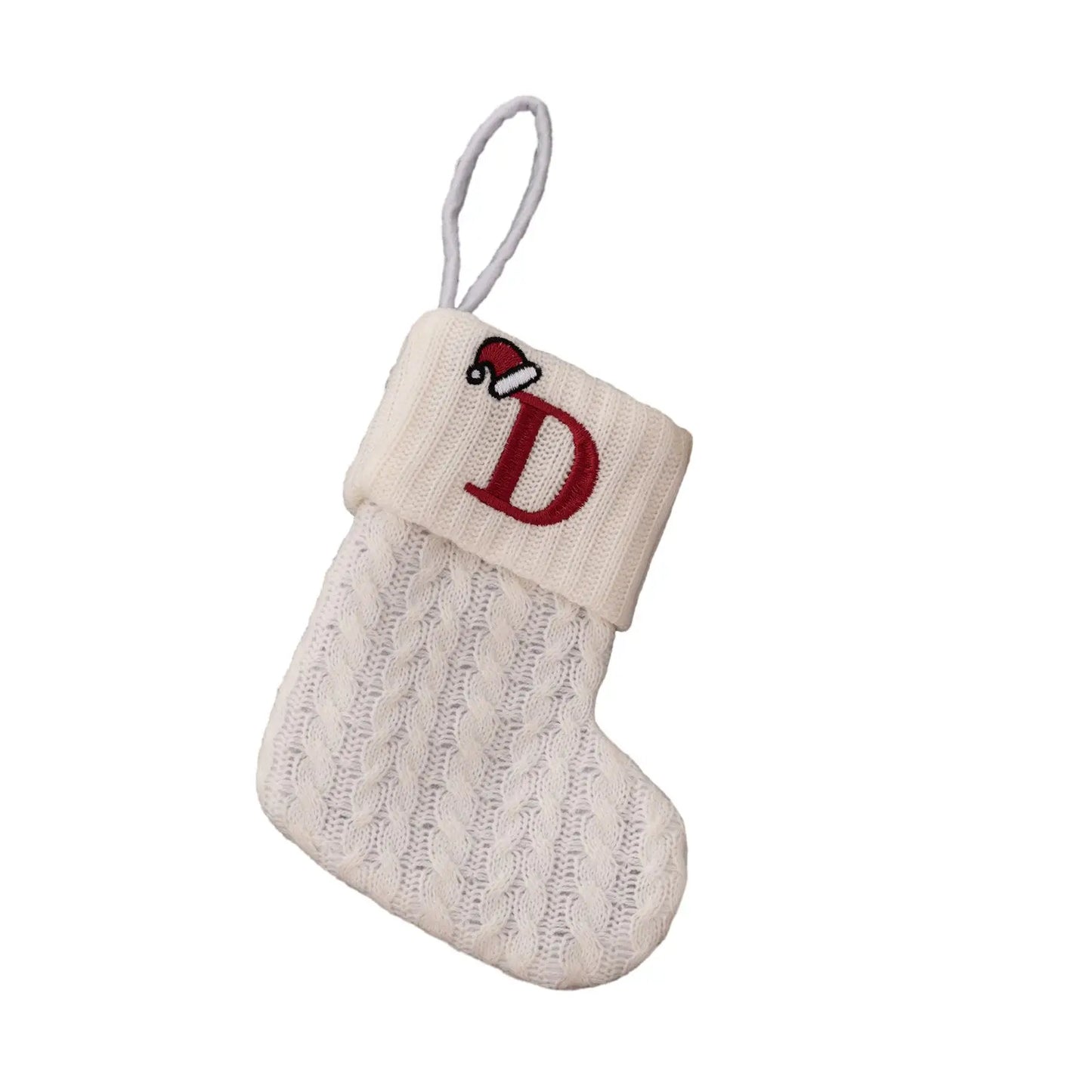 Knitted Christmas Stocking with Hanging Rope | Kids Candy Bag