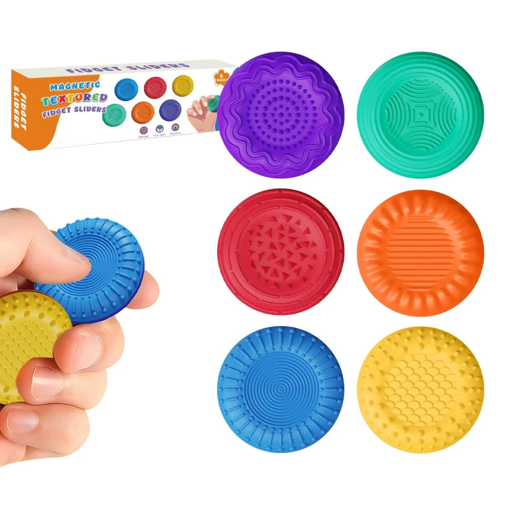 Magnetic Fidget Toys for Adults -Textured Sensory Toys for Autism Anxiety Relief Stress Fidget Silicone Sliders Peaceful Pleasures Health and Wellness