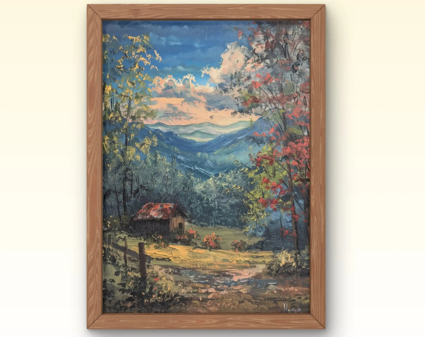European Rural Scenery Floral Canvas Wall Art | Unframed Print