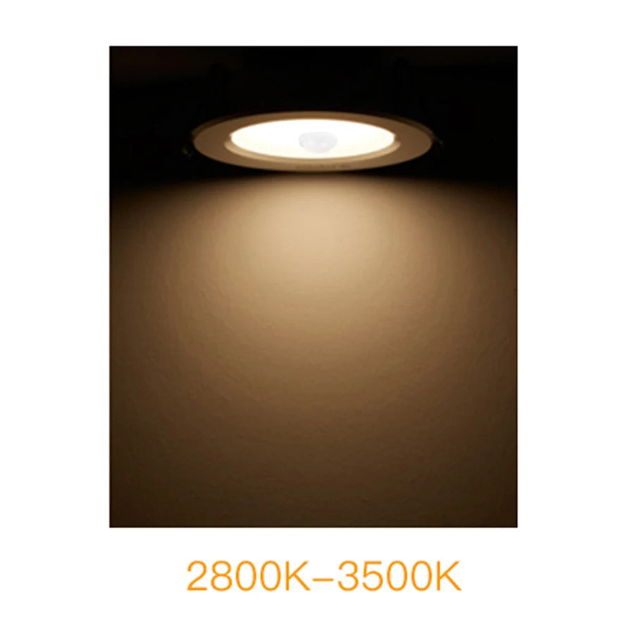 5W 10W 15W 20W PIR Motion Sensor Downlight 85-265V Human Infrared Induction LED Spotlight for Entrance Corridor Hallway Stairs Peaceful Pleasures Health and Wellness warm white 15w