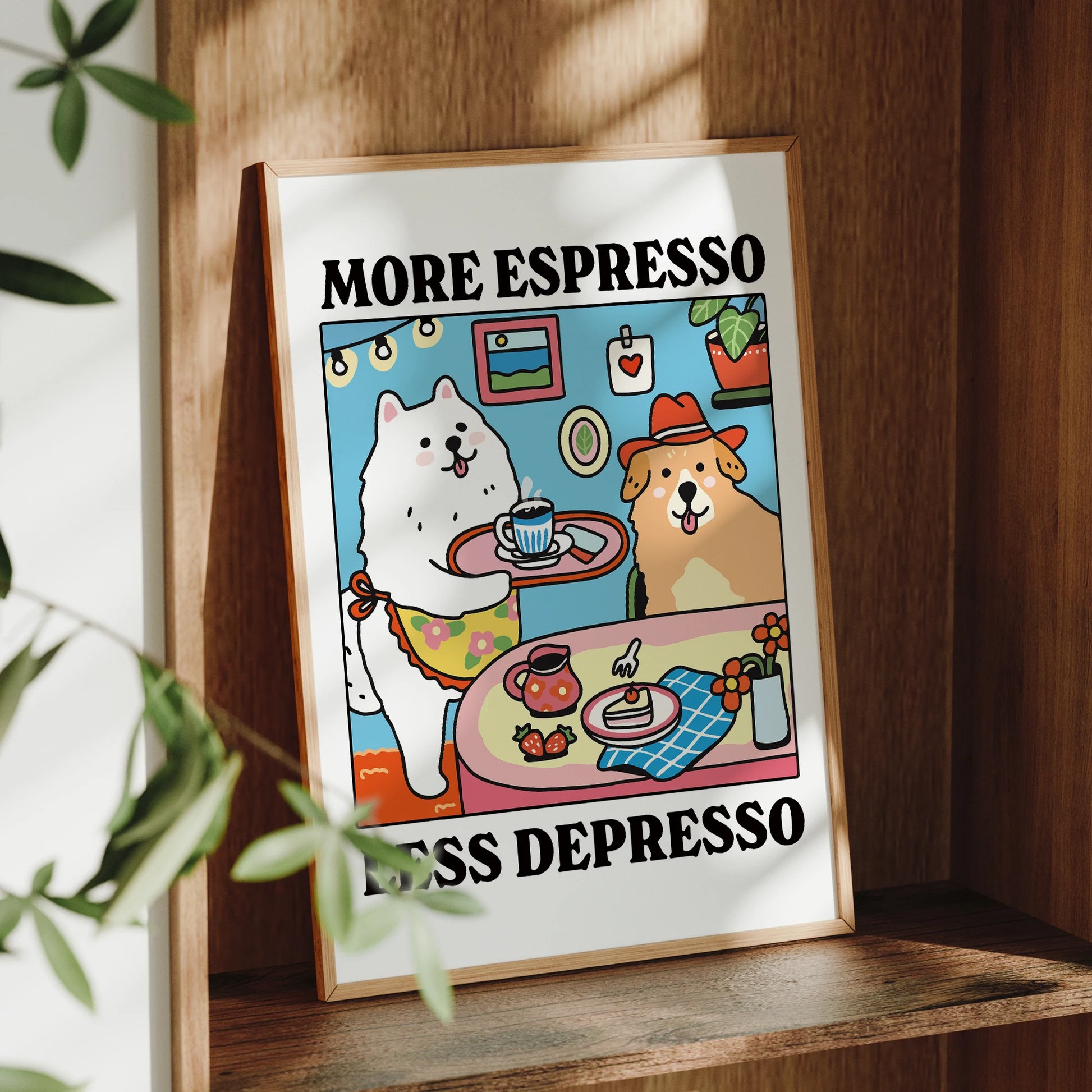 More Espresso Less Depresso Cartoon Dog Wall Art Prints Canvas Painting Poster Picture For Living Children Room Home Decor Gift Peaceful Pleasures Health and Wellness