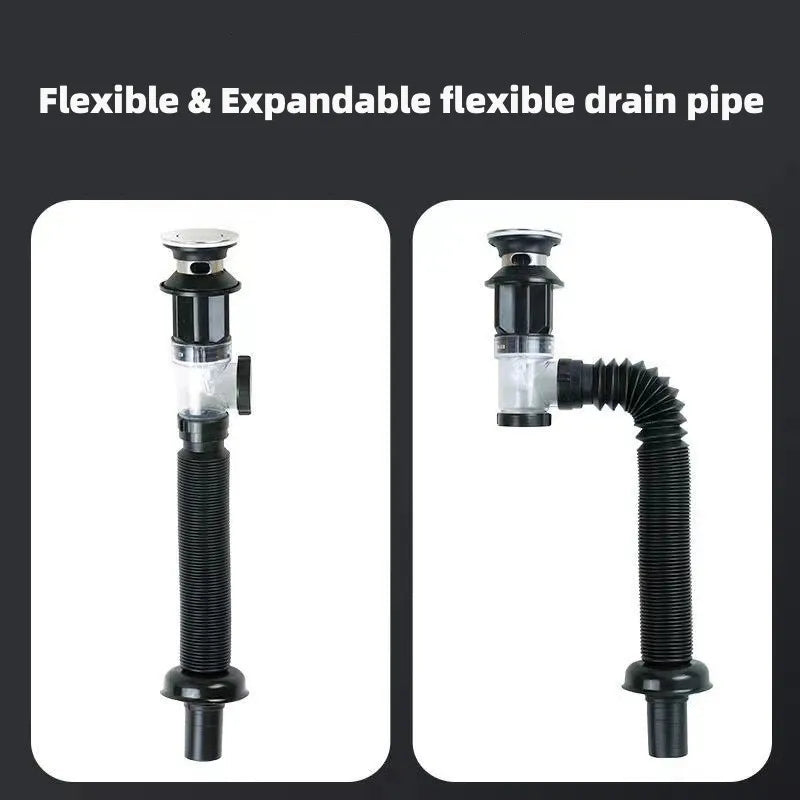 Flexible Sink Drain Pipe with Odor Trap & Strainer | Kitchen & Bath