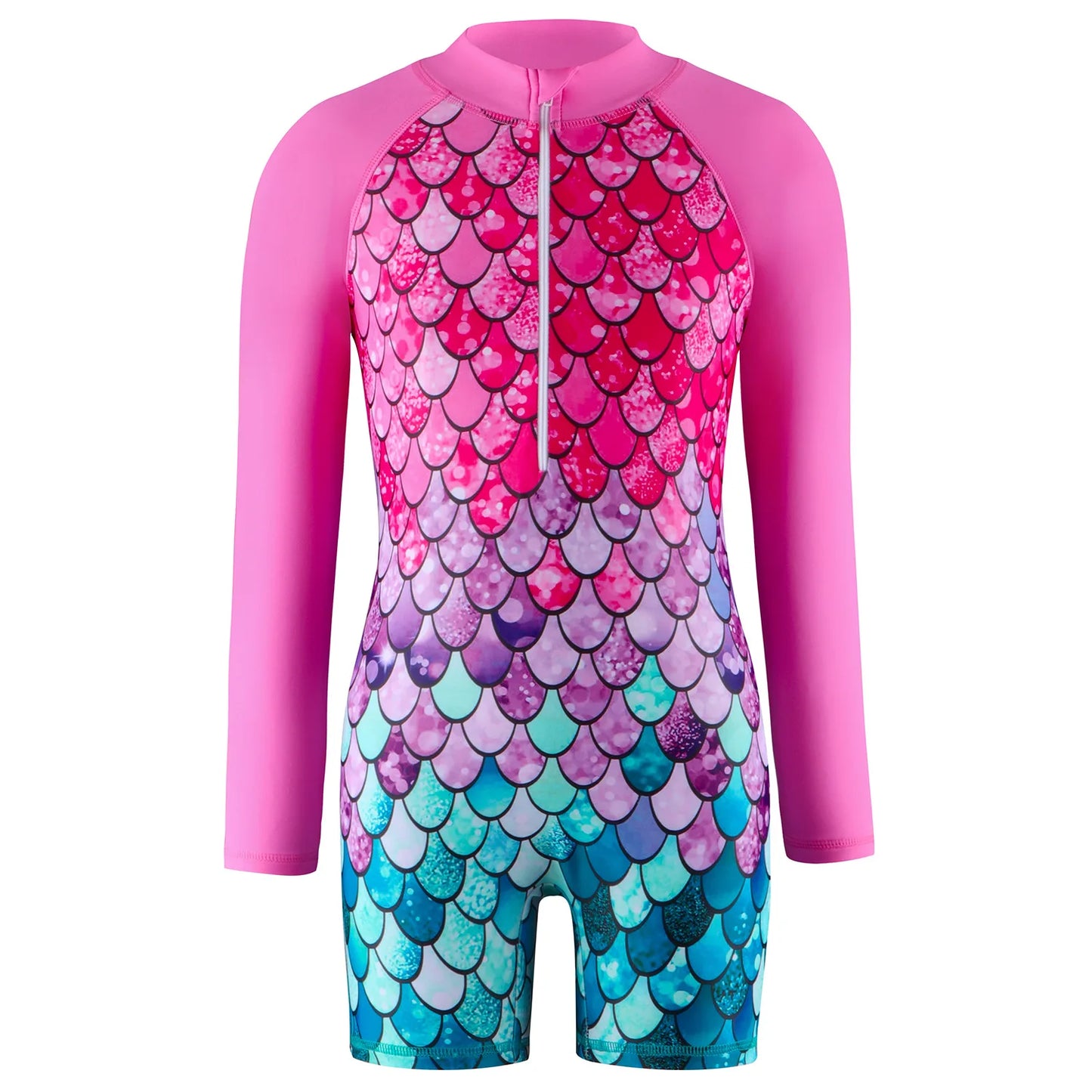 Swimsuit Children's summer mermaid girls one-piece Long Sleeve Swimming Beach Wear Kids Children Sports quick drying swimsuit Peaceful Pleasures Health and Wellness Red color 100(3Y)