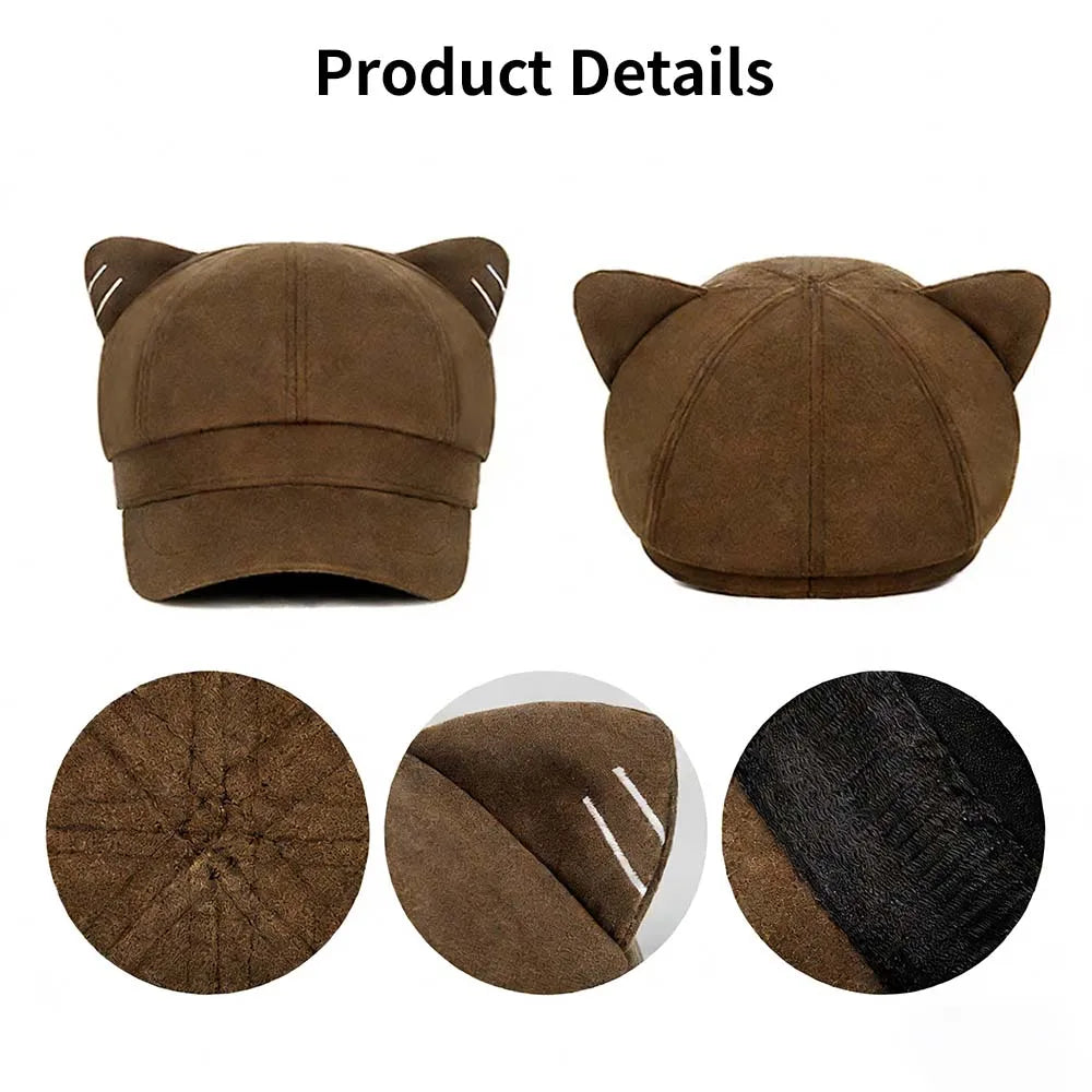 Fashion Beret Hat for Women, Cat Ear Painter Cap Solid Color Retro Octagonal Hat for Spring Autumn Casual Daily Outfits Peaceful Pleasures Health and Wellness