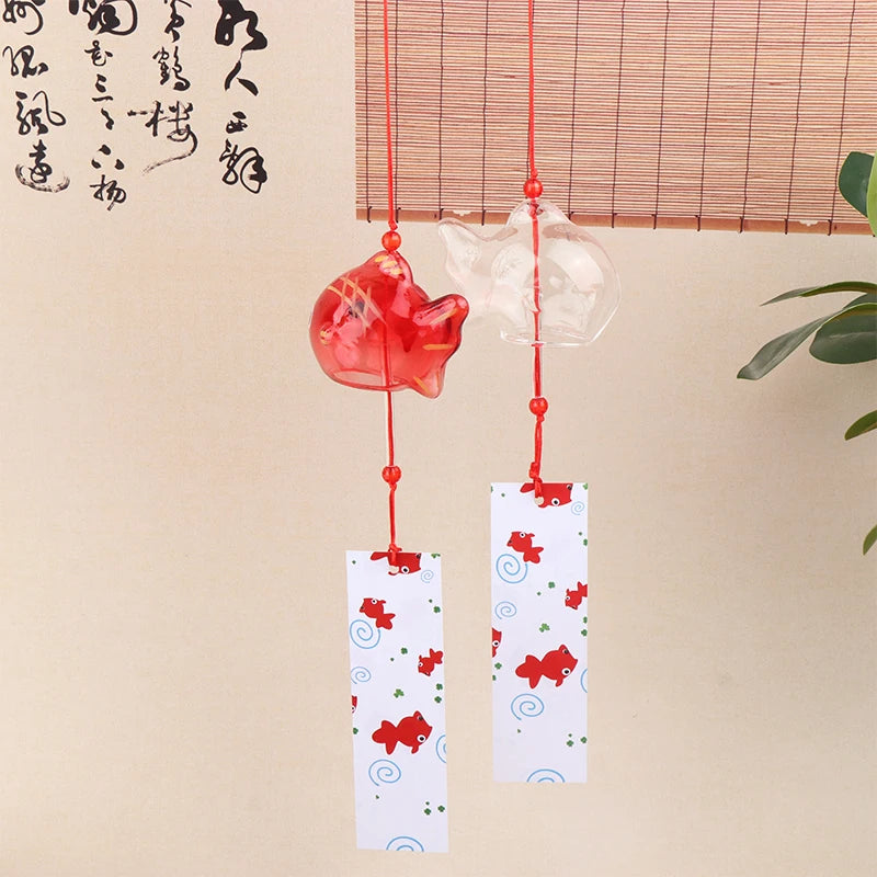 Japanese Furin Glass Goldfish Wind Chime | Zen Garden Decor