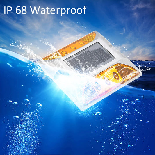 2W 6 LED Solar Powered Driveway Lamp Light Control Good Bearing Capacity IP68 Waterproof Road Warning Lamp for Street Avenue Peaceful Pleasures Health and Wellness yellow