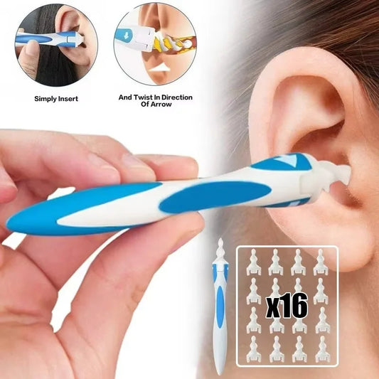 Ear Cleaner With Soft Silicone Ear Wax Remover Tool 16 Replacement Tips Spiral Earwax Health Ear Cleaner Care Tools Peaceful Pleasures Health and Wellness
