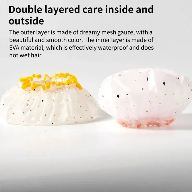 Double-Layer Waterproof Shower Cap | PVC & EVA Bathing Hat