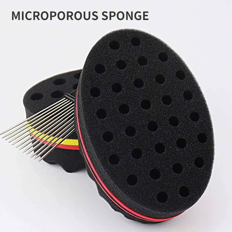 Oval Double Sides Magic Twist Hair Brush Sponge Brush For Natural Afro Coil Wave Dread Sponge Brushes Hair Braids Braiding Hair Peaceful Pleasures Health and Wellness