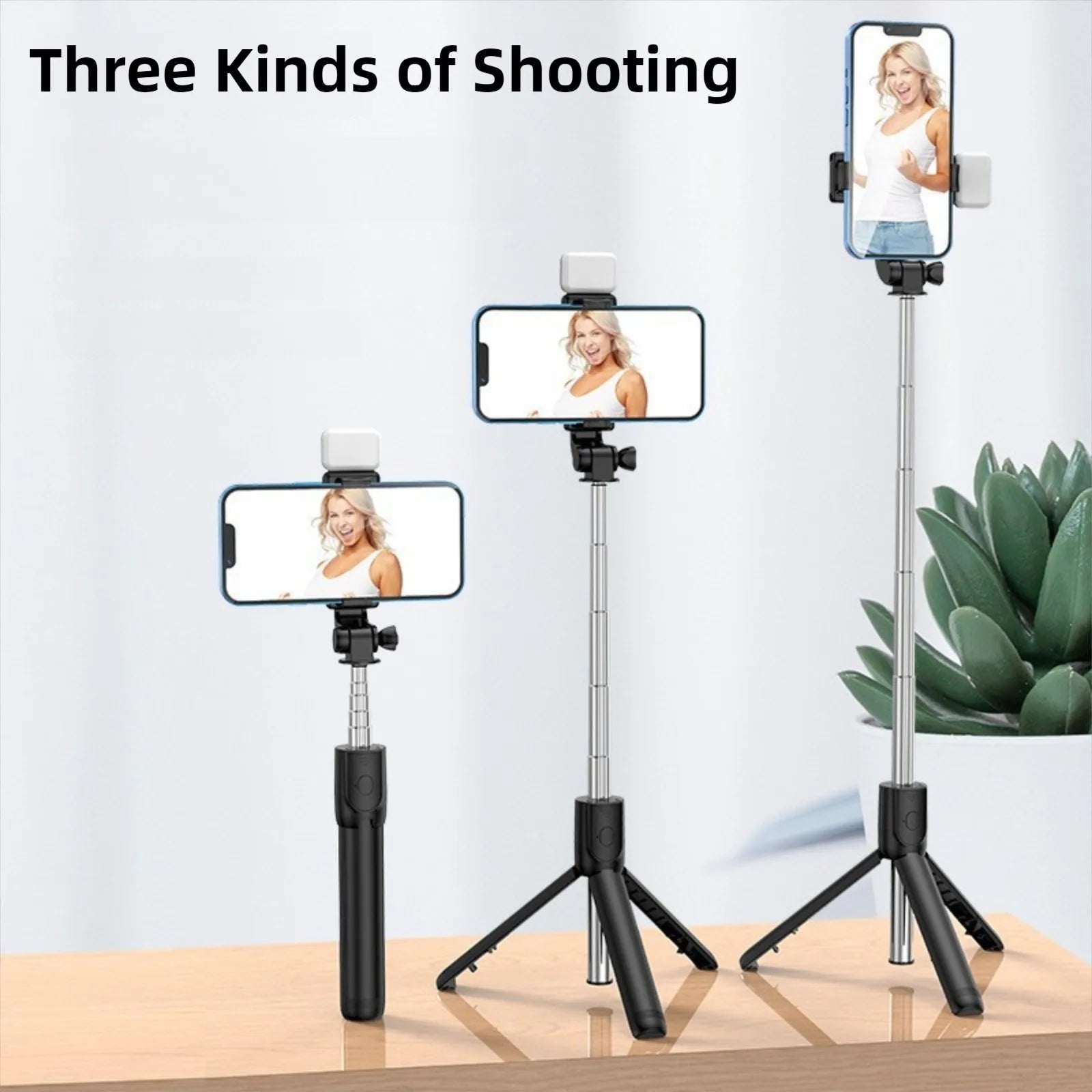 Wireless Bluetooth Selfie Stick Tripod with Remote Extendable Tripod with LED Selfie Light Detachable for Ios Android Smartphone Peaceful Pleasures Health and Wellness