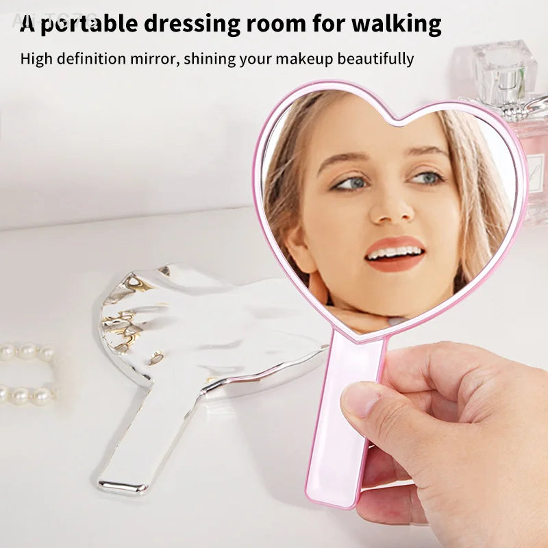 Heart Handle Handheld Makeup Mirror – HD Vanity Mirror