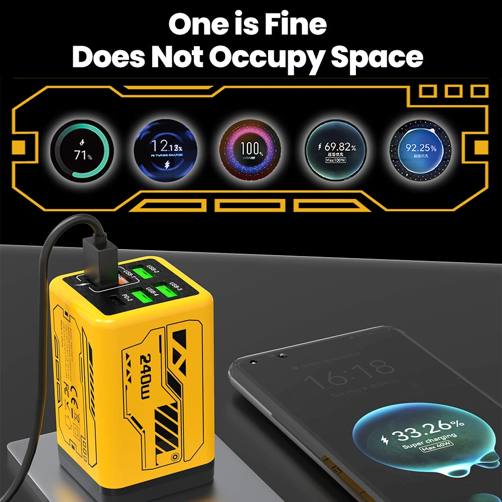 240W Multi Port Fast Charger 4U 2C PD3.0 USB3.0 Super Fast Charging Block with EU/UK/US Plug for iPhone Samsung Laptop Tablet Peaceful Pleasures Health and Wellness