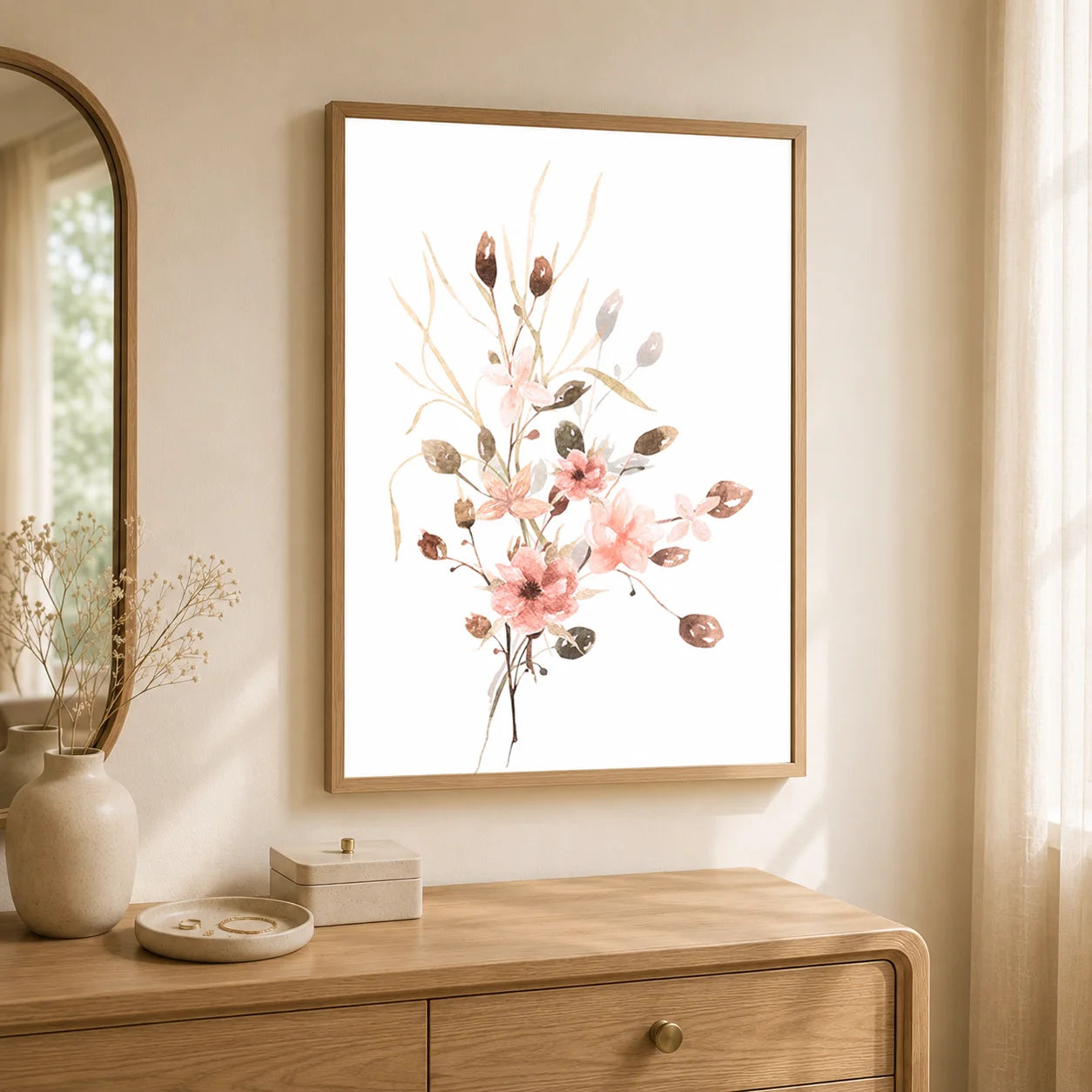 Nordic Botanical Canvas Wall Art – Minimalist Floral Poster Print Canvas Wall Art Peaceful Pleasures Health and Wellness