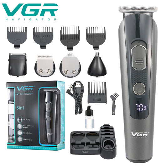 VGR 175 rechargeable 5 in 1 mens grooming kit hair trimmer clipper set electric shavers for men Peaceful Pleasures Health and Wellness