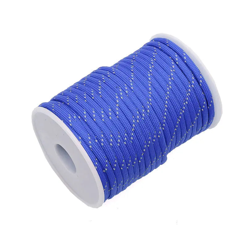 Outdoor Multi-functional 7-core Umbrella Rope Highly Reflective Rope Bracelet Woven Rope Tent Canopy Pull Rope Peaceful Pleasures Health and Wellness blue 30m