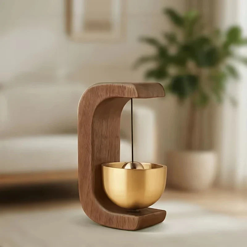 Magnetic Wood Copper Decorative Bell – Beech & Walnut Door Chime