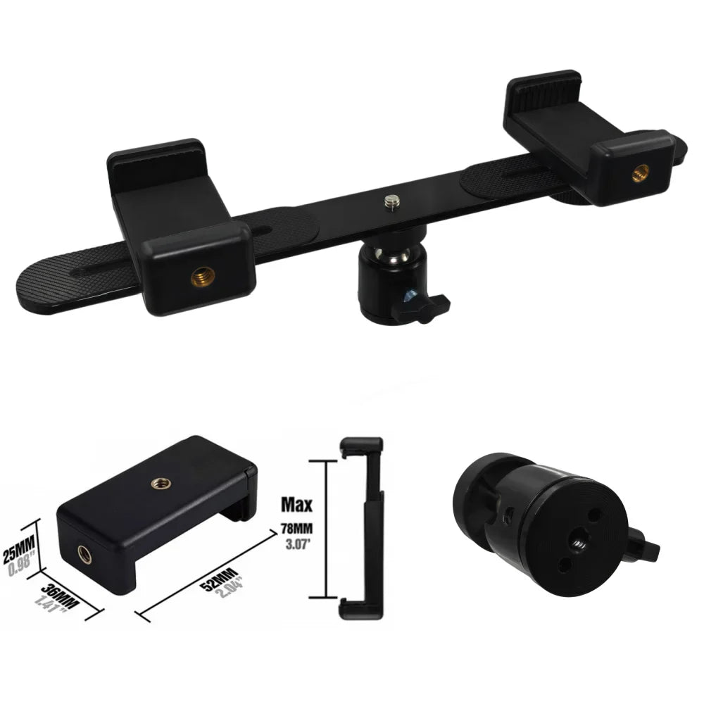 1/4" Dual Flash Bracket Extension Bar for DSLR & LED Stands