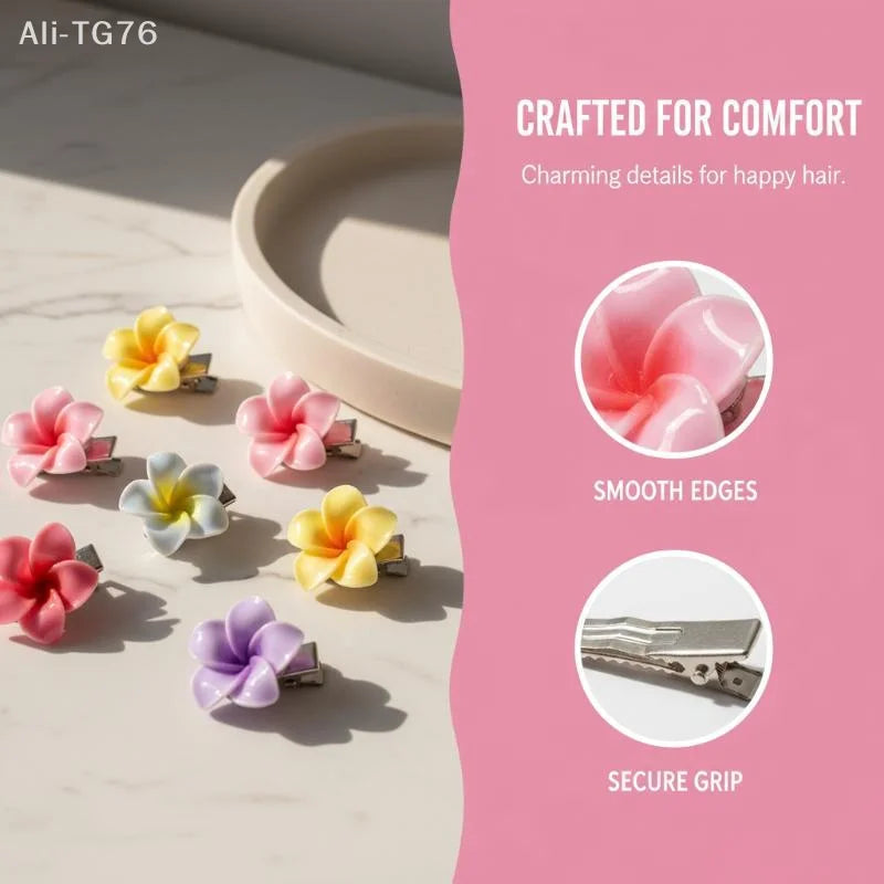 10-Pack Hawaii Mini Flower Hair Clips & Hairpins | Multicolor