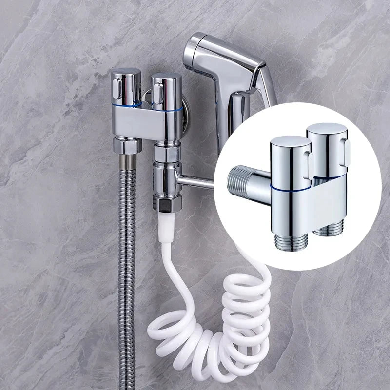 Wall Mount Toilet Bidet Sprayer Set – Dual Outlet Brass Valve