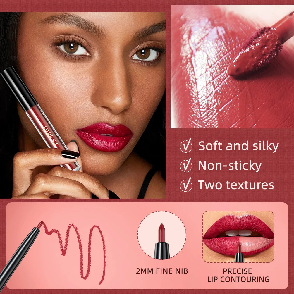 QIBEST Hots 3pcs Liquid Lipstick And Lip Liner Makeup Sets Nude Velvet Lip Gloss Lip Tint Lasting Black Lip Glaze Cosmetics Kits Peaceful Pleasures Health and Wellness