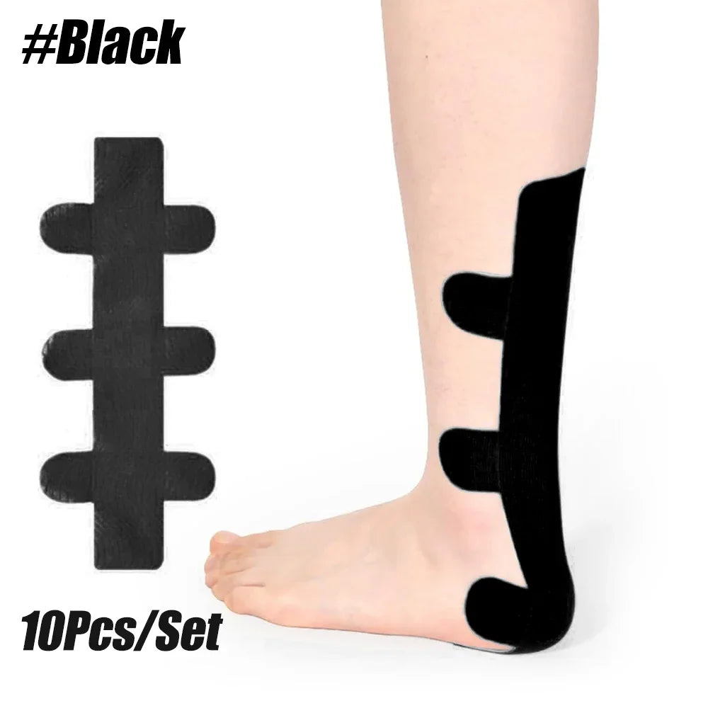 10PCS Kinesiology Achilles Tendon Tape,Provide Support for Ankle Achilles,Elastic Athletic Tape,Breathable K Tape for Daily use Peaceful Pleasures Health and Wellness Black-10PCS