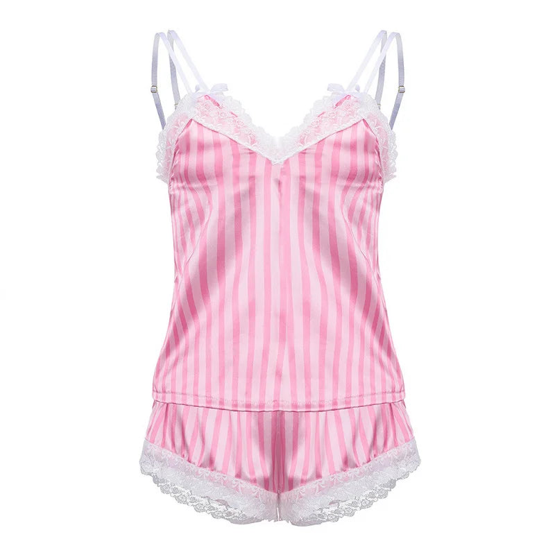 Women's Striped Knit Camisole Set | European Style Voile