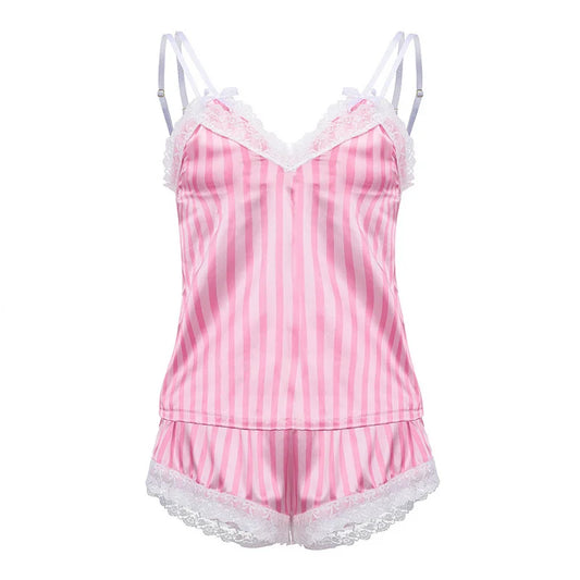 Women's Striped Knit Camisole Set | European Style Voile Women's Camisole Set Peaceful Pleasures Health and Wellness