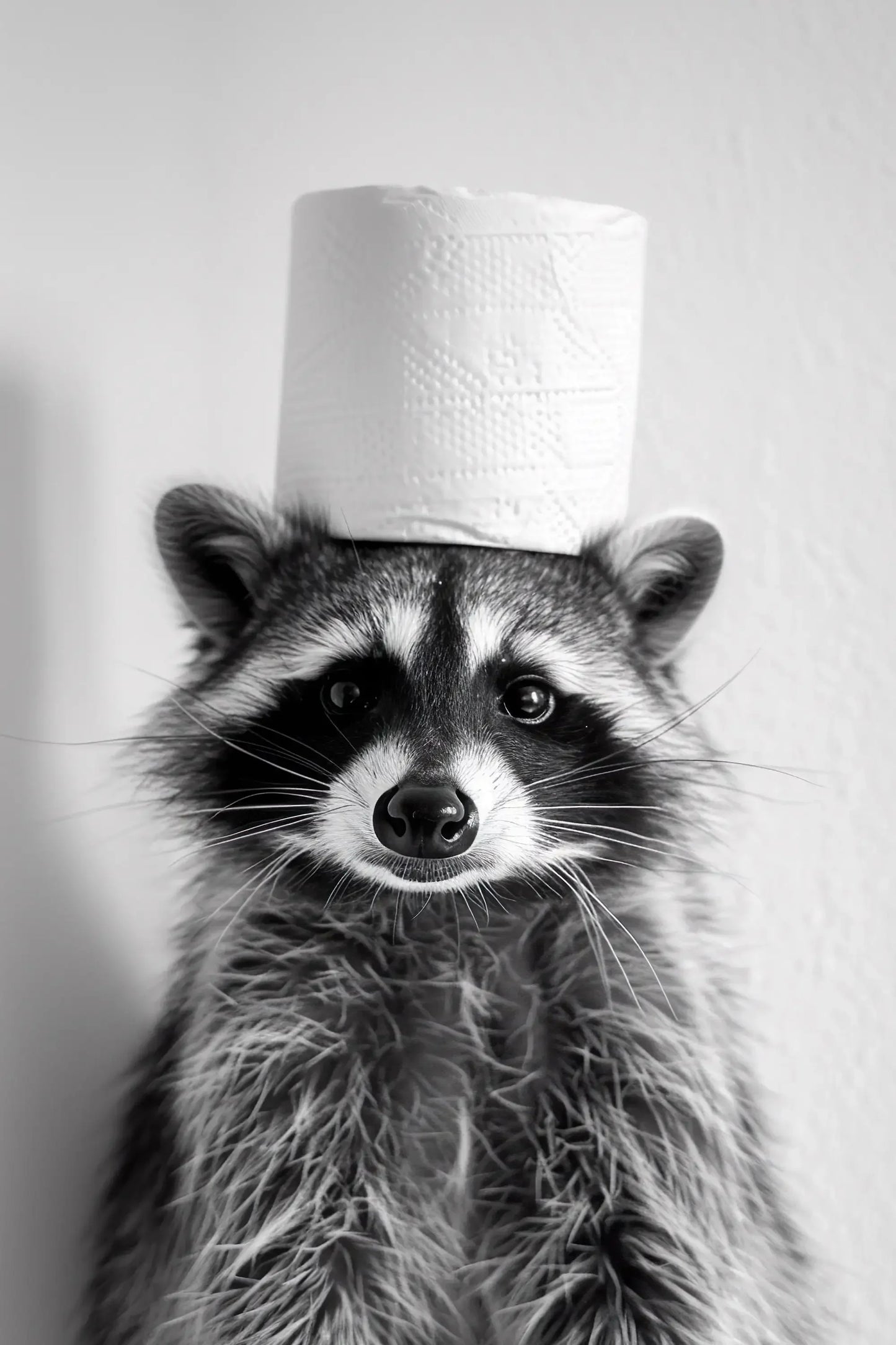 Black & White Cute Animal Toilet Paper Canvas Wall Art Poster